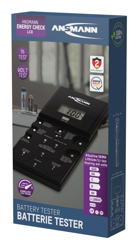 Ansmann Energy Check LCD – Batterietester – LCD, für AA/AAA/C/D/9 V/Knopfzellen