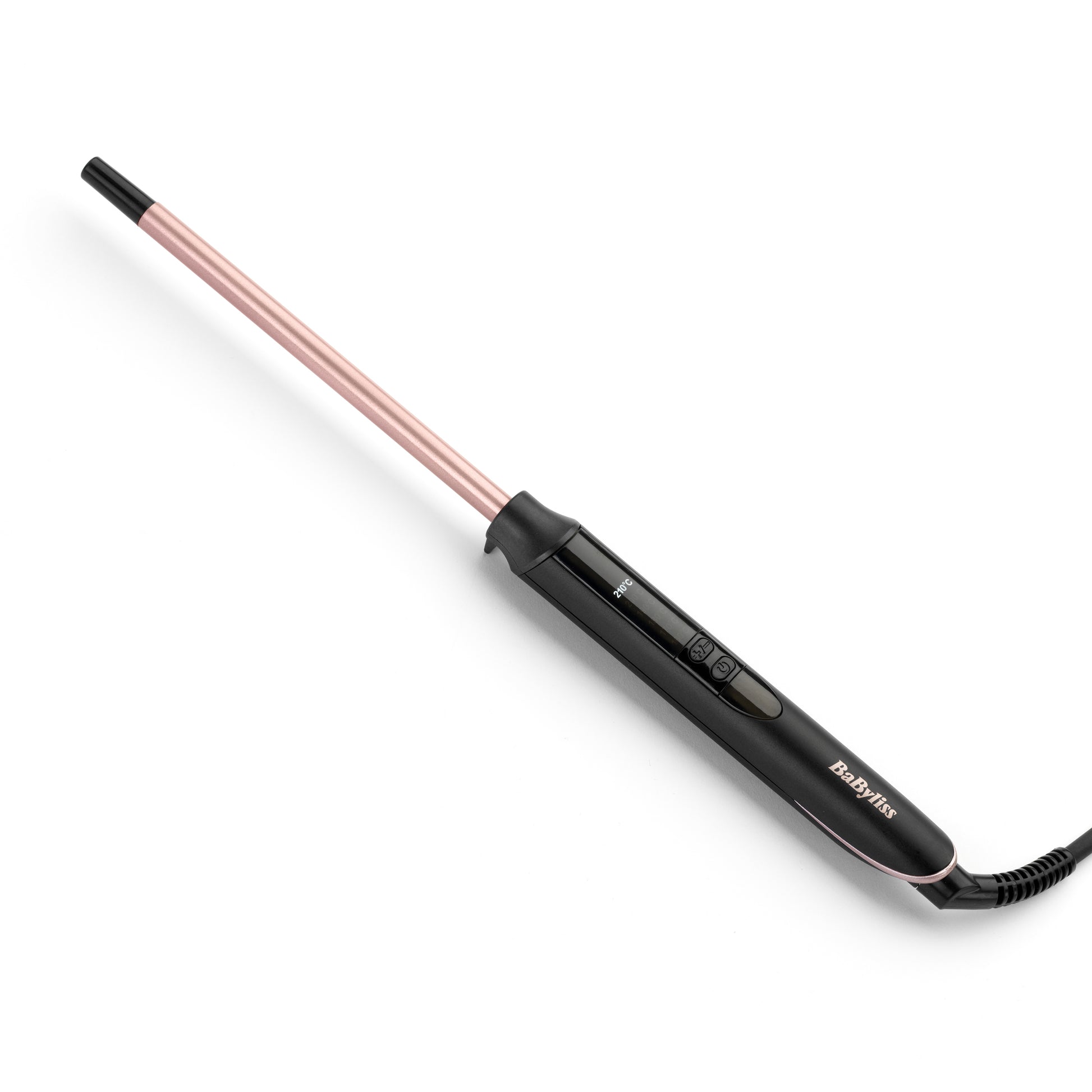 BaByliss Lockenstab C449E – 1 cm Fassdurchmesser, Keramik, 160–210 °C, 2,5 m Kabel, Schwarz/Kupfer