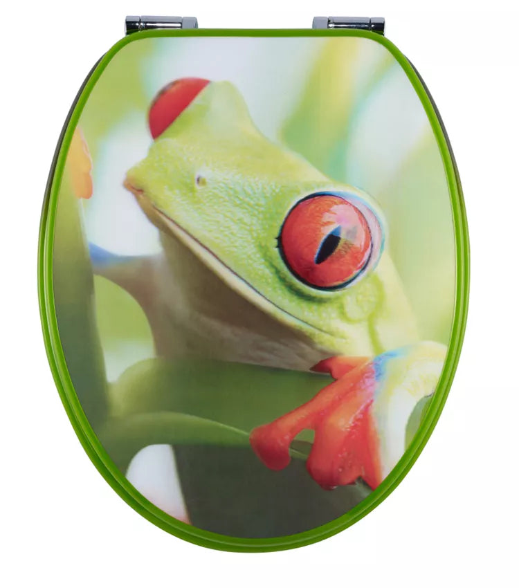 Diaqua Paris 3D Frog – Toilettensitz – MDF, mehrfarbig, mit Deckel, Soft-Close, 37,2 × 44,5 cm