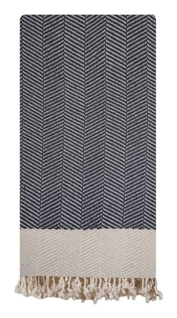 Foutastic Strandtuch Baliksirti – 90 × 180 cm, Anthrazit/Beige, 90% Baumwolle/10% Polyester