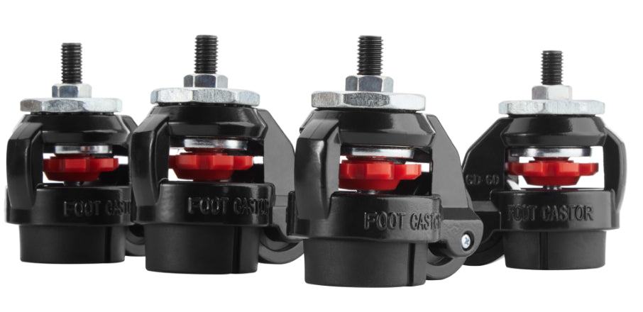 Oplite R8 Supreme Stuhlrollen-Set – Nylon/Stahl – Schwarz/Rot, für R8 FURY