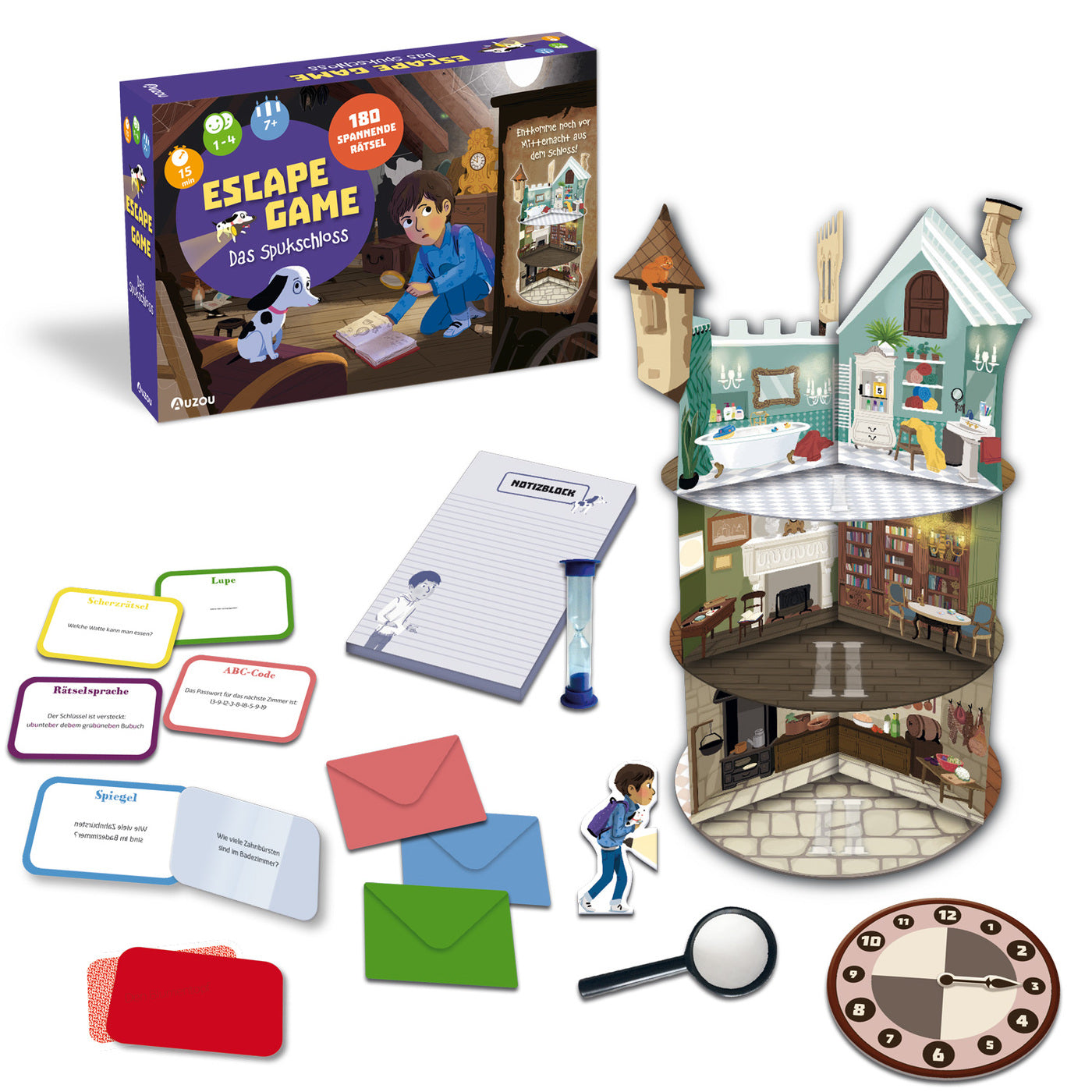 HUCH! HUCH Escape Game – Das Spukschloss – Lernspiel, 1–4 Spieler, ab 7 Jahren, 15 Min., DE