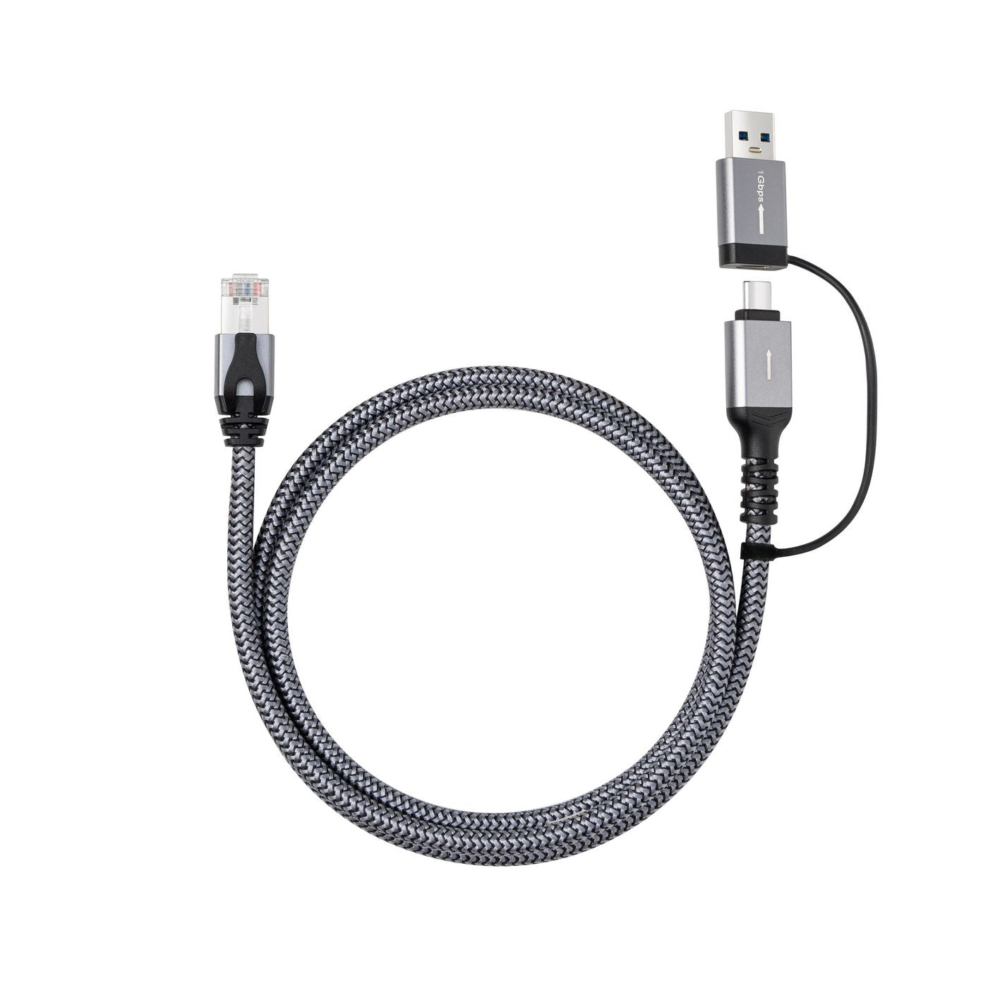 Microconnect Ethernet (RJ-45) auf USB-A/USB-C Adapter, Cat6 FTP, 2 m