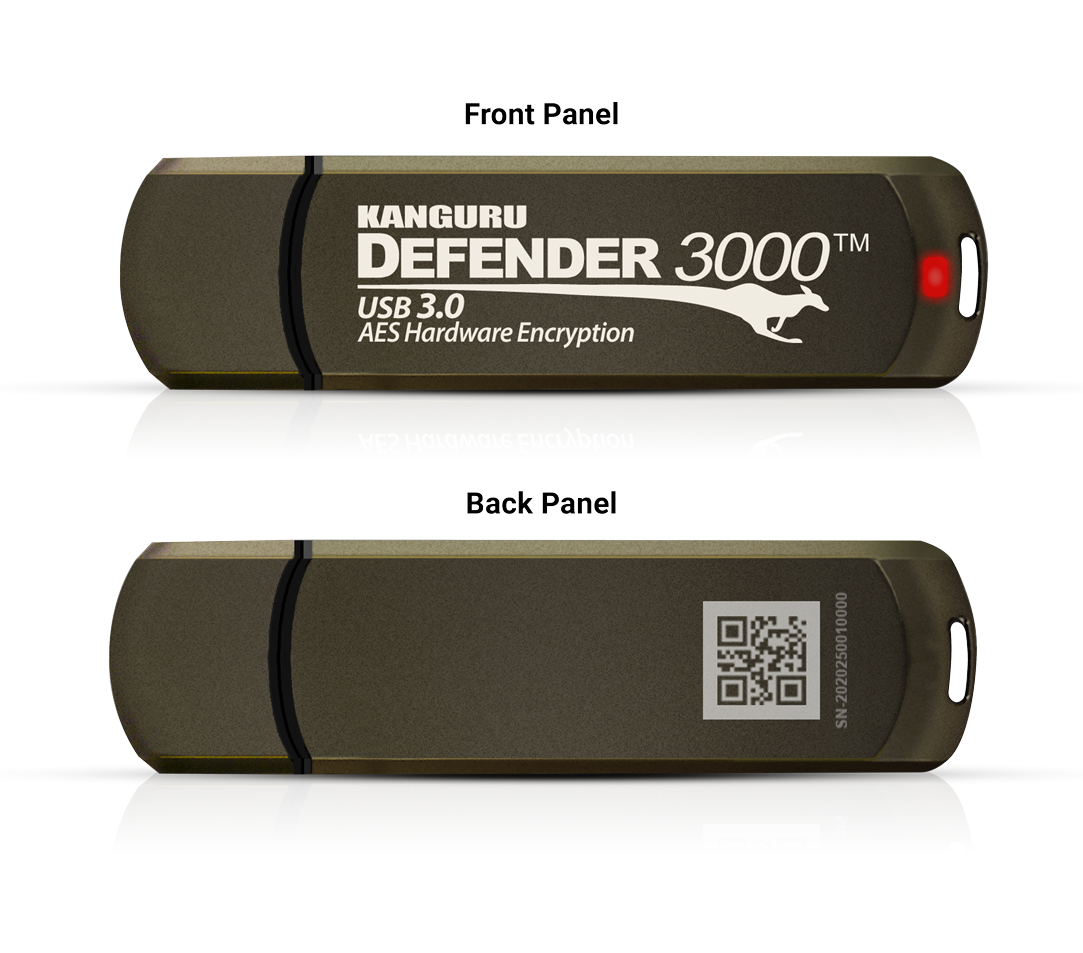 iStorage Kanguru Defender 3000 – 32 GB USB-Stick, USB 3.2 Gen 1 (USB-A), AES-XTS 256-Bit Hardwareverschlüsselung