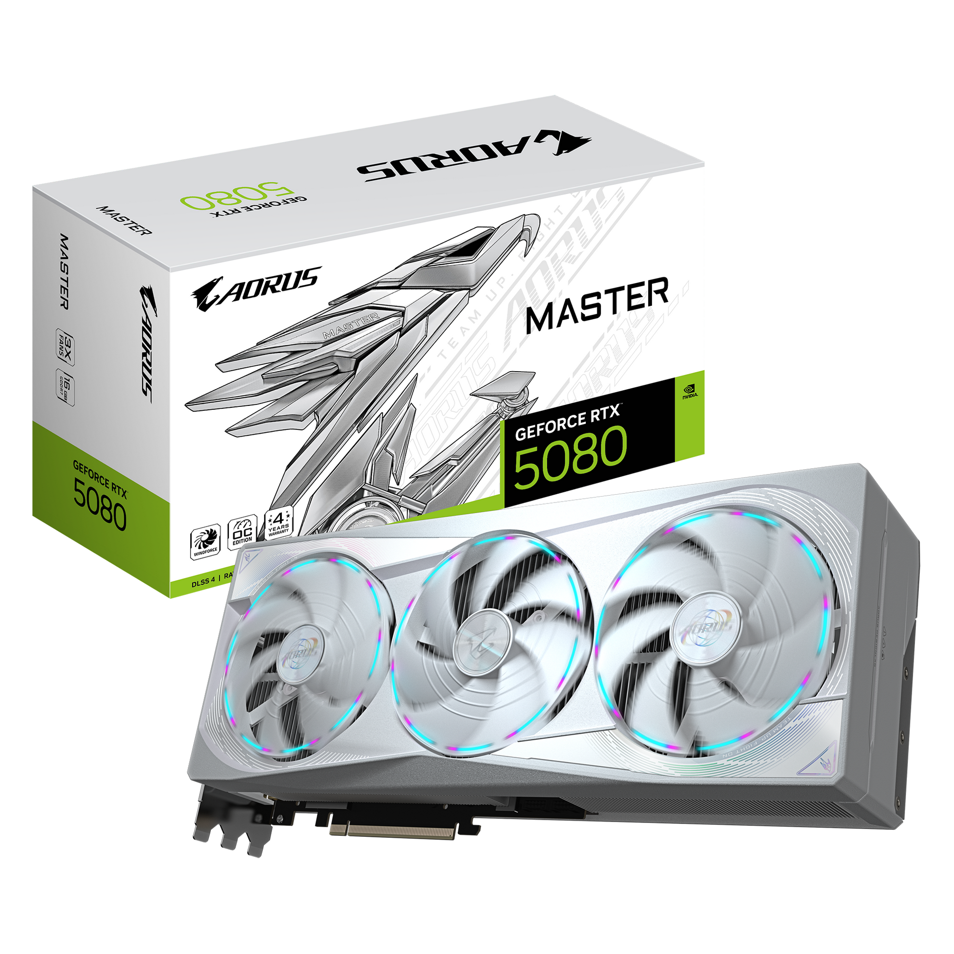 GIGABYTE AORUS RTX 5080 MASTER ICE 16G – PCIe-Grafikkarte – 3×DP, 1×HDMI, PCIe 5.0, 1×16-Pin