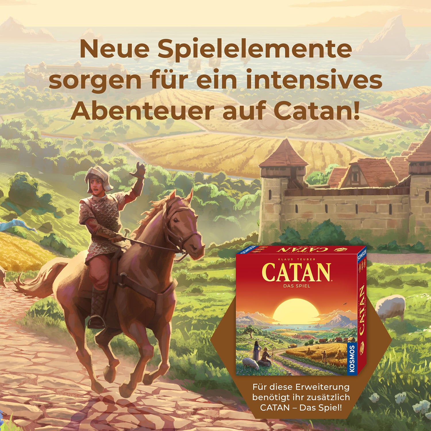 Kosmos CATAN Städte & Ritter – Erweiterung, für CATAN, 3–4 Spieler, ab 12 Jahren, 120 Min, DE