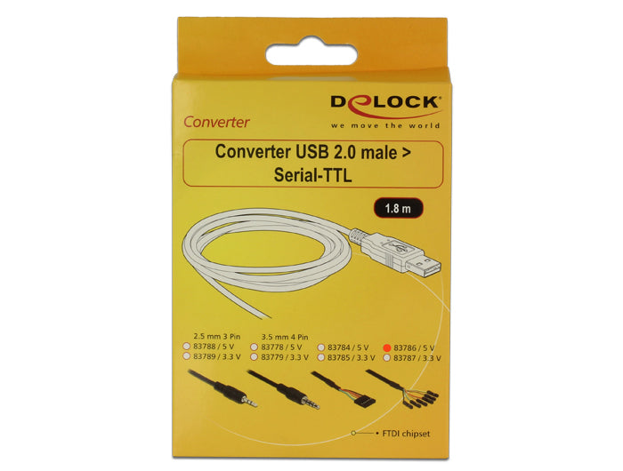DeLOCK USB-Seriell Adapter USB-A zu TTL 6-Pin – USB 2.0 (480 Mbit/s), 1,8 m, 5 V – Schwarz