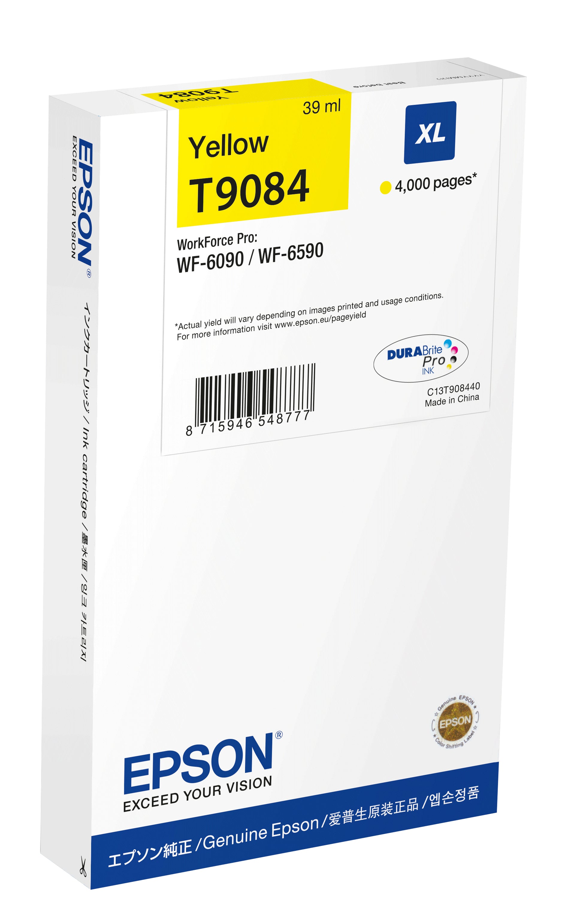 Epson Tintenpatrone T90844N, Gelb, 4'000 Seiten – für Epson-Drucker
