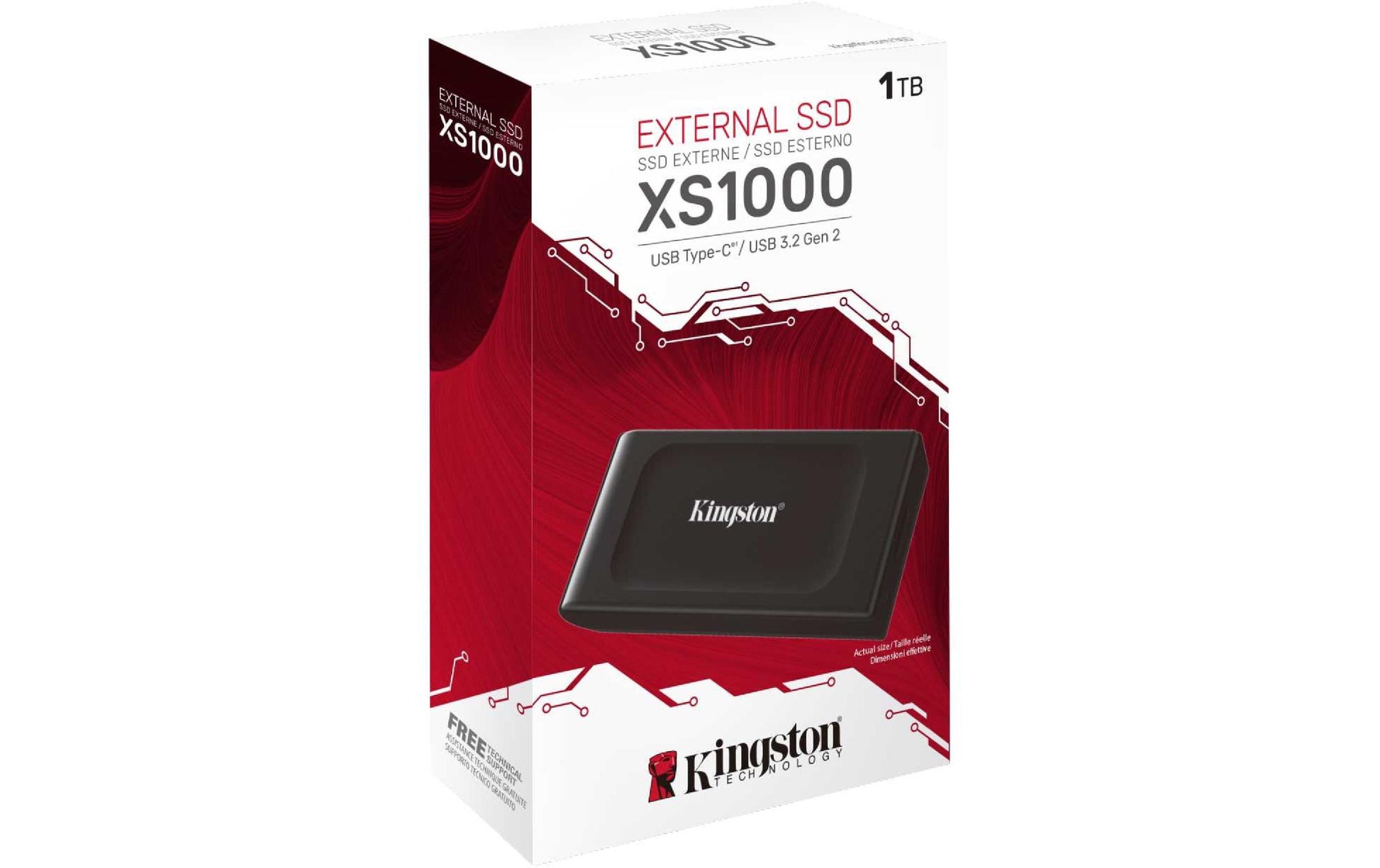 Kingston Technology Kingston XS1000 (SXS1000) – 1 TB Externes SSD, USB-C 3.2 Gen 2, 1'050 MB/s