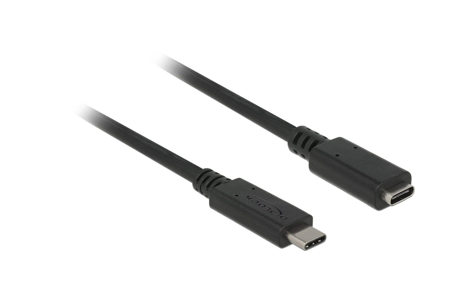 DeLOCK USB-C Verlängerungskabel (Stecker auf Buchse) – USB 3.2 Gen 2 (10 Gbit/s) – 0,5 m – Schwarz