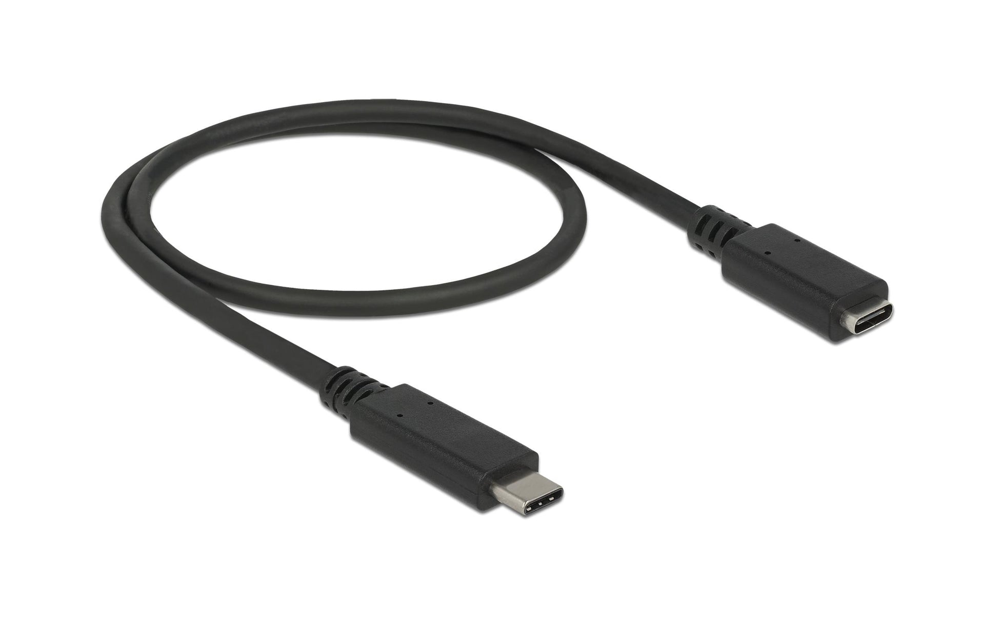 DeLOCK USB-C Verlängerungskabel (Stecker auf Buchse) – USB 3.2 Gen 2 (10 Gbit/s) – 0,5 m – Schwarz