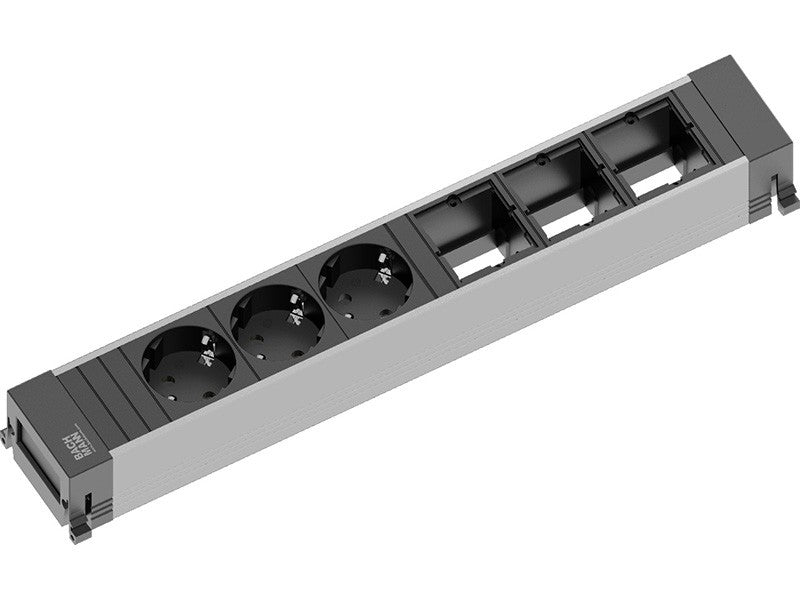 Bachmann POWER FRAME Large – Einbau-Anschlussfeld, 3× Schutzkontakt/3× ABD, Wieland GST18, Kabellänge 0,2 m