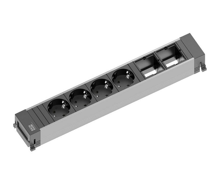 Bachmann POWER FRAME Large – Einbau-Anschlussfeld, 4× Schuko (Typ F) + 2× ABD, 0,5 m, Stecker GST18i3