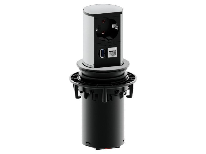 Bachmann ELEVATOR – Einbau-Anschlussfeld, 1× Schuko (Typ F), 1× CAT6 RJ45, 1× USB‑A, 2 m