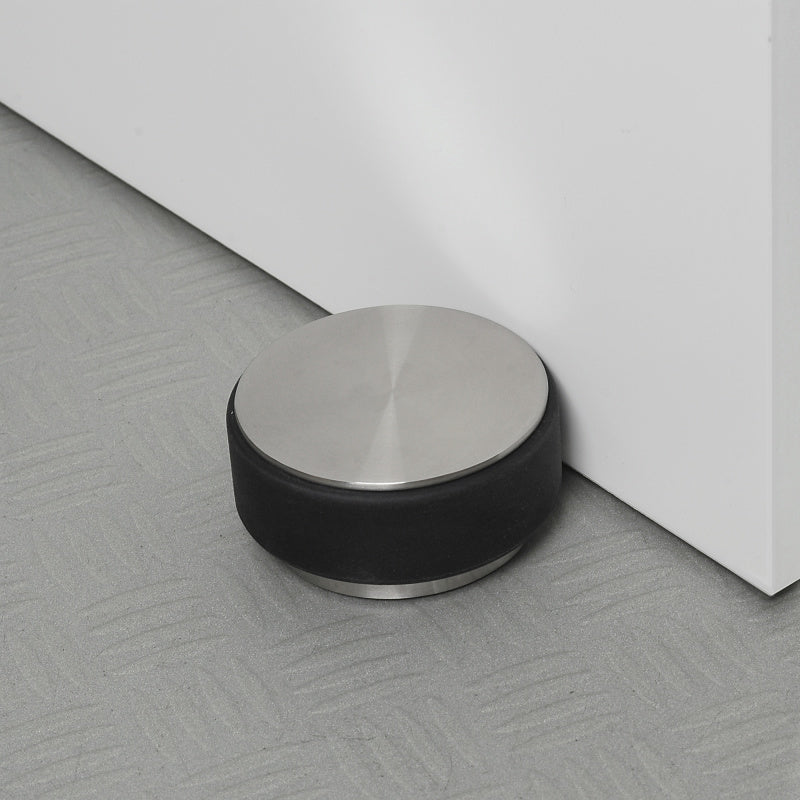 Blomus Türstopper – Gummi/Edelstahl – Schwarz/Silber – Ø 90 × H 45 mm