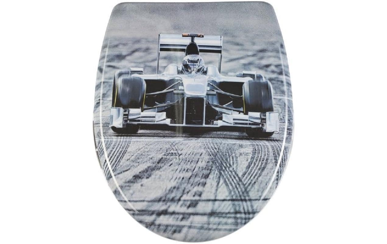 Diaqua Nice Racing – WC-Sitz – Duroplast, grau, schwarz, mit Absenkautomatik, 37,5 × 46 cm