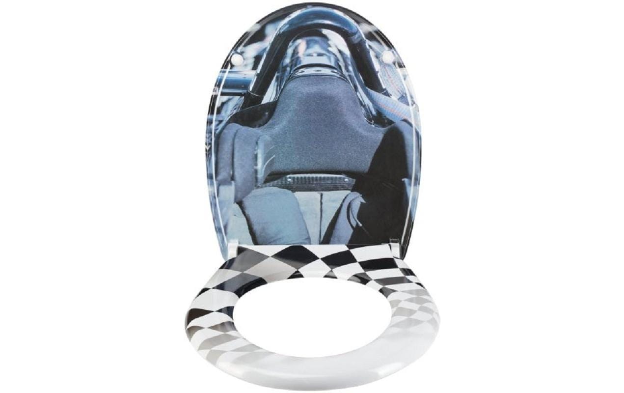 Diaqua Nice Racing – WC-Sitz – Duroplast, grau, schwarz, mit Absenkautomatik, 37,5 × 46 cm
