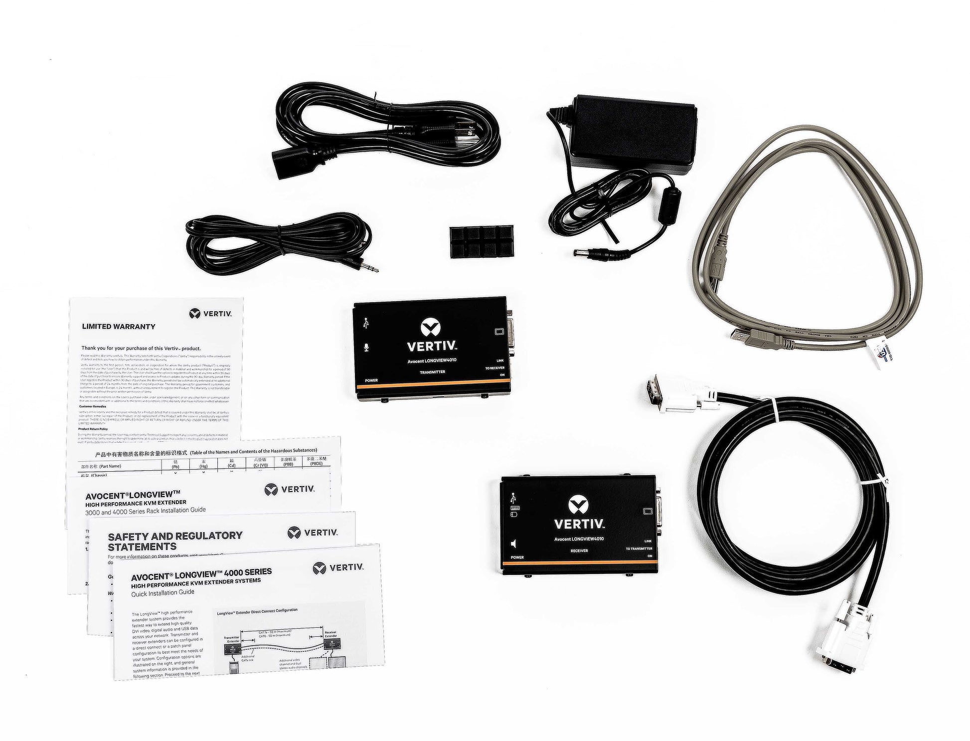 Vertiv LongView – KVM-Extender (DVI/USB/Audio), 50 m, Cat5e/6a/7