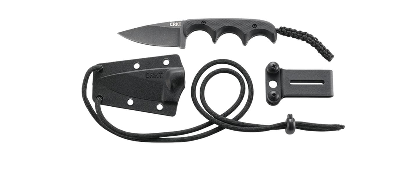 CRKT Minimalist Drop Point – Klappmesser/Outdoormesser 55 mm, Stahl, glasfaserverstärkter Kunststoff, schwarz