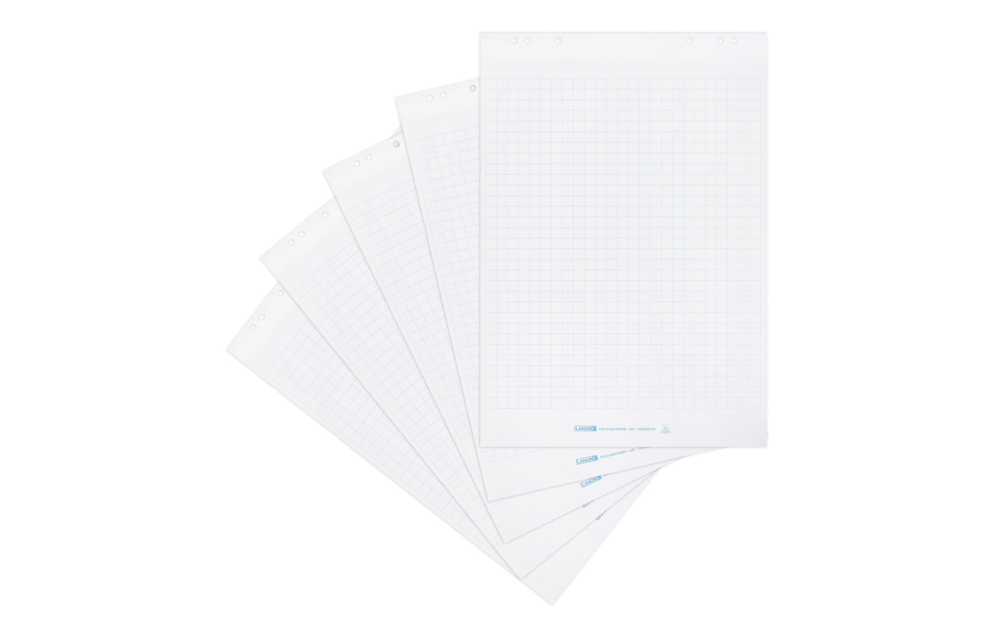 Landré Flipchart-Block – 65 × 98 cm, 20 Blatt/Block, 5 Blöcke, kariert, weiss, Papier