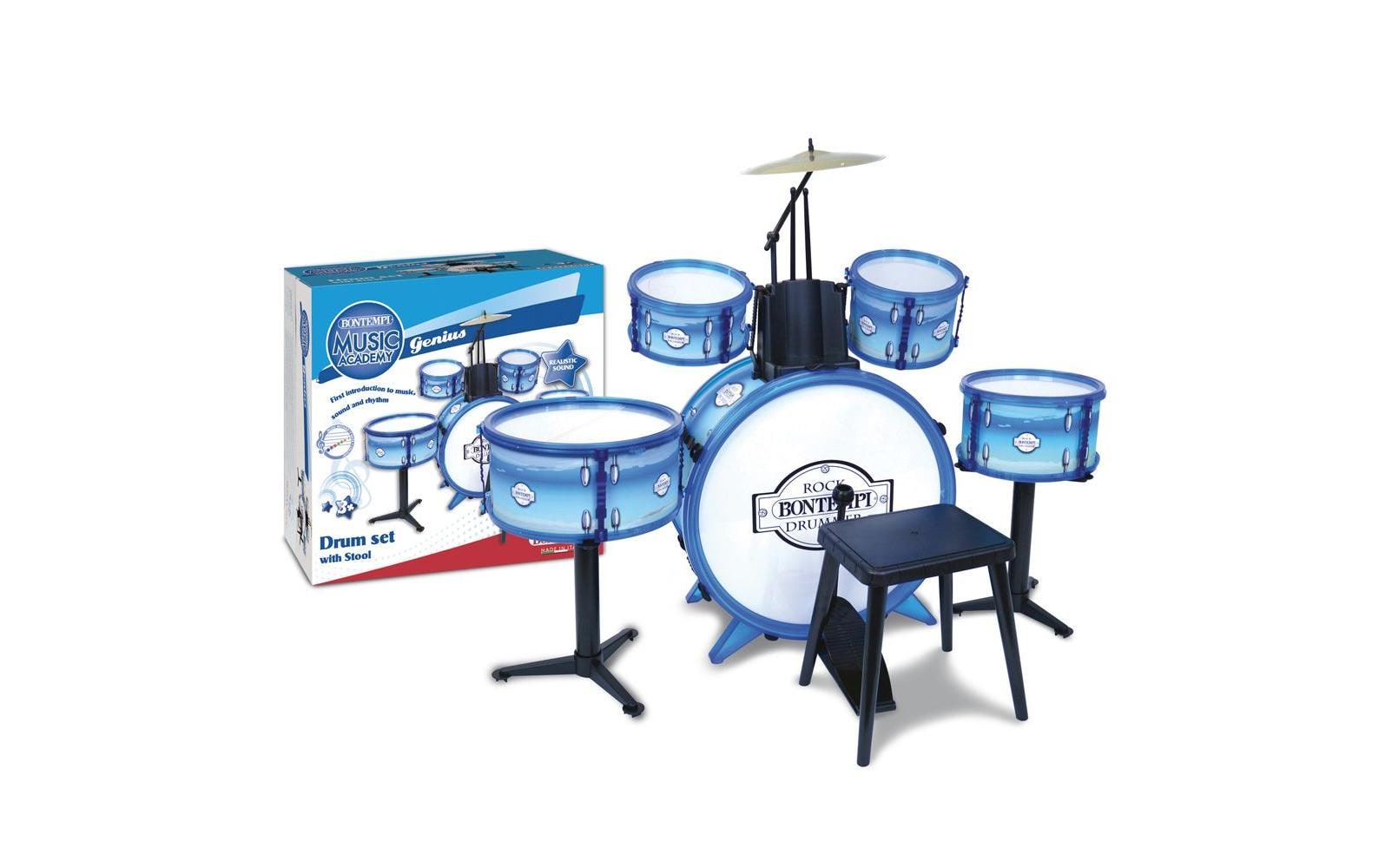 Bontempi Schlagzeug-Set – 6-teilig – 65 × 68 × 85 cm – ab 3 Jahren – Kunststoff, mehrfarbig