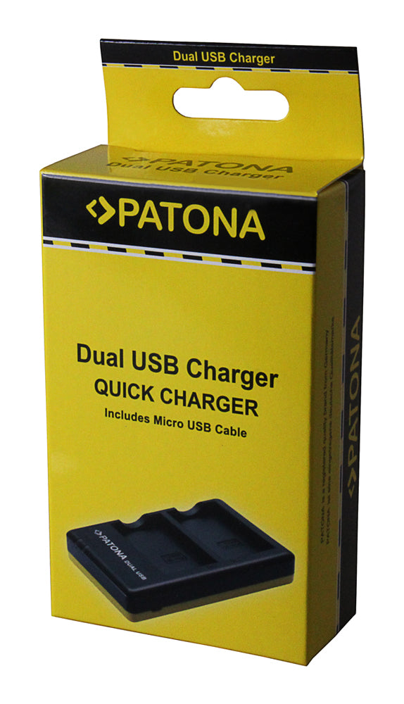 PATONA NB-11L Akkuladegerät – für Canon IXUS 125HS, IXUS 240HS, PowerShot A1200 und weitere – 2-fach, USB (Mikro-USB)