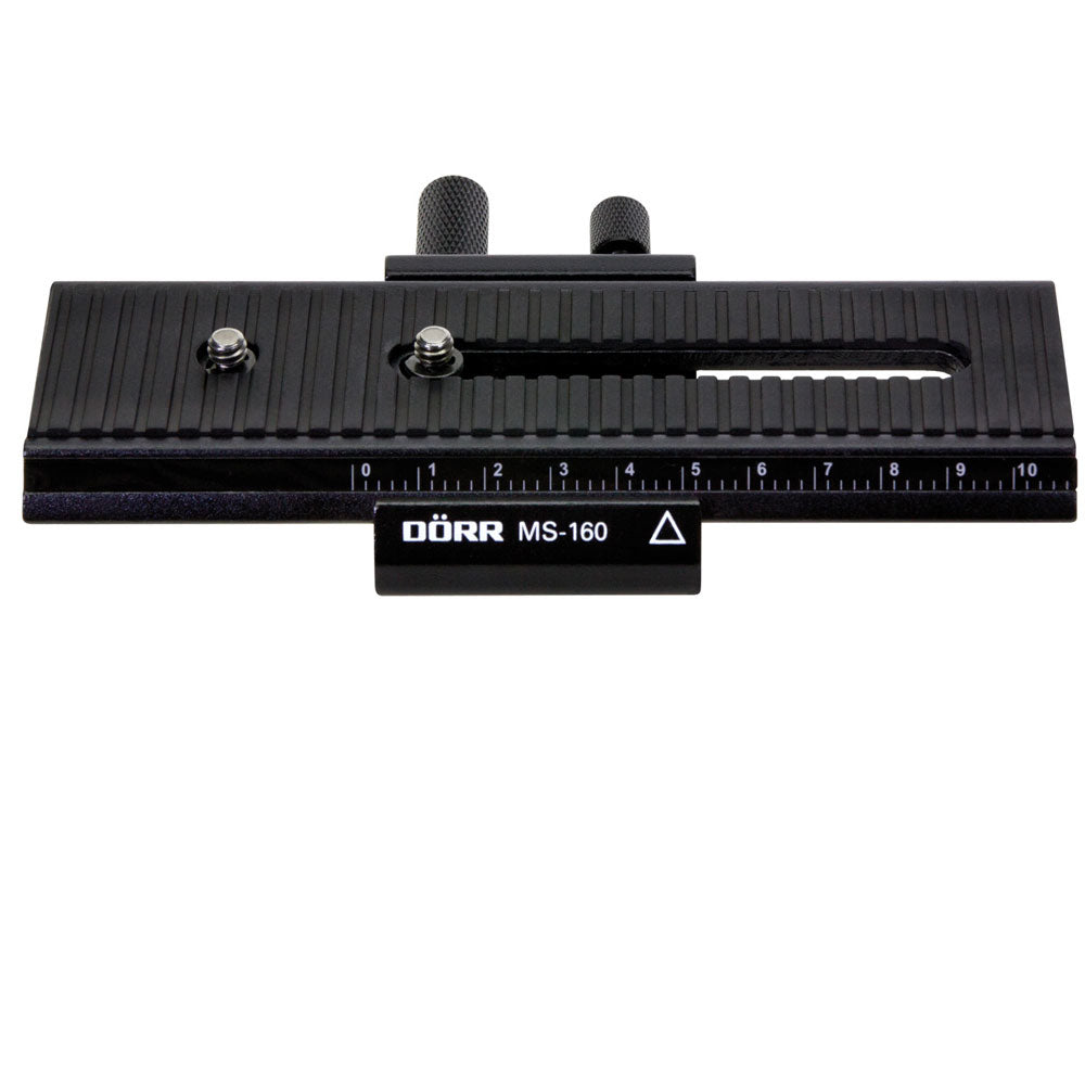 Dörr MS-160 Makro-Einstellschlitten – 160 × 95 × 24 mm, 1/4" Stativgewinde – Schwarz