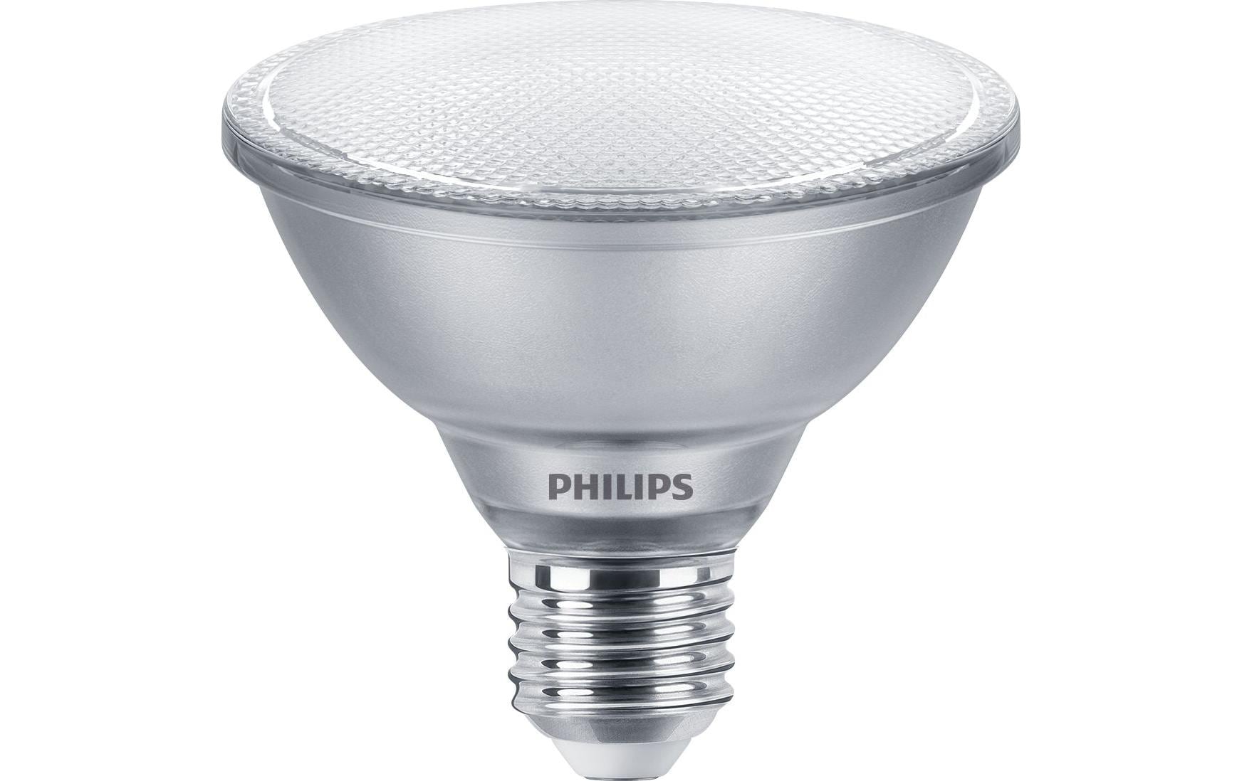 Philips LED-Leuchtmittel E27 PAR30S – 760 lm, 9,5 W, Warmweiss 3000 K, 25°, dimmbar – 1 Stk. – Silber