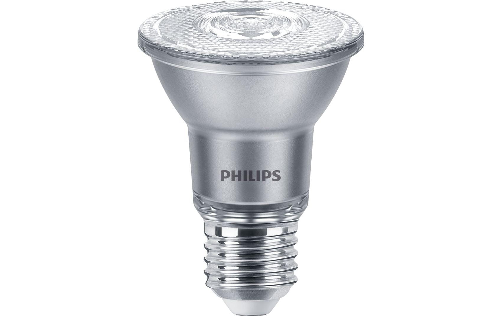 Philips LED-Leuchtmittel E27 PAR20 – Neutralweiss 4000 K, 540 lm, 6 W, 25°, dimmbar – 1 Stk. – Silber