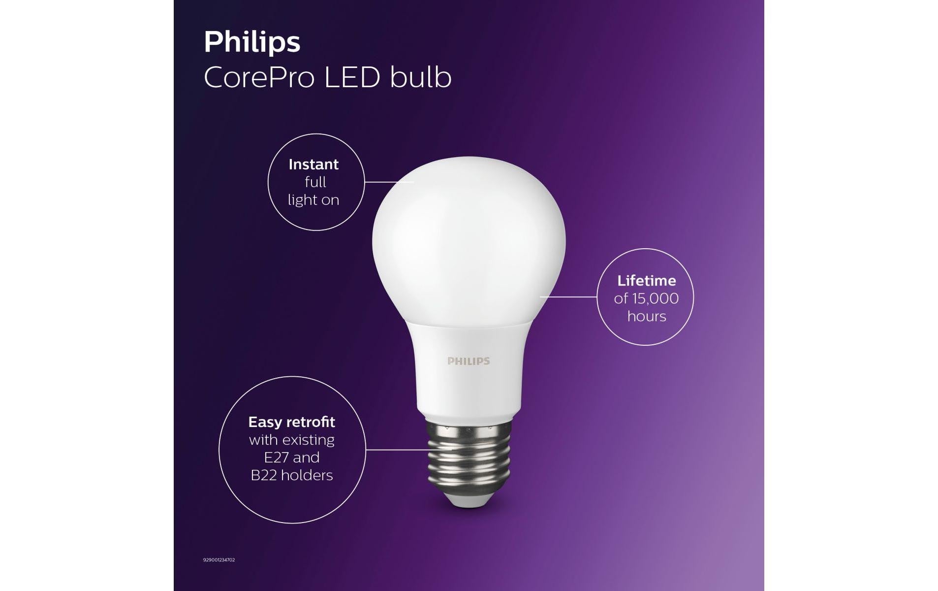 Philips Leuchtmittel E27 A-Form – Neutralweiss 4000 K, 806 lm, 8 W – 1 Stk., Weiss