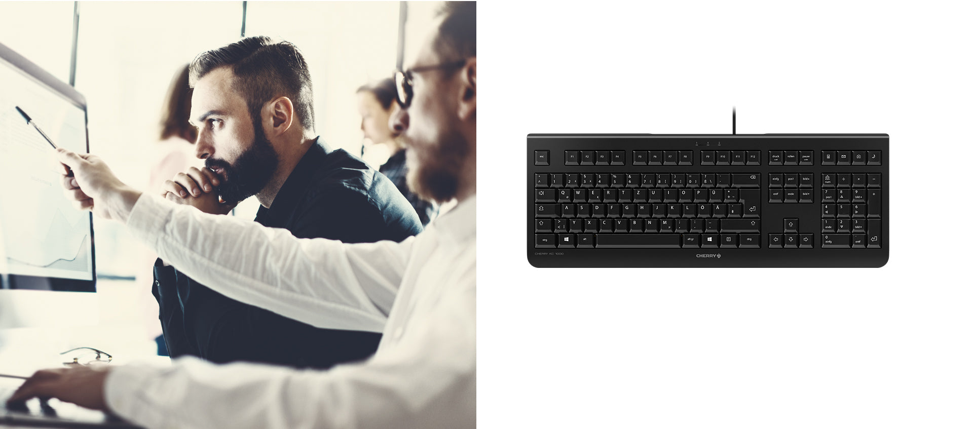 CHERRY KC 1000 PAN-NORDIC – Tastatur, kabelgebunden (USB), Nordisch-Layout – für Windows