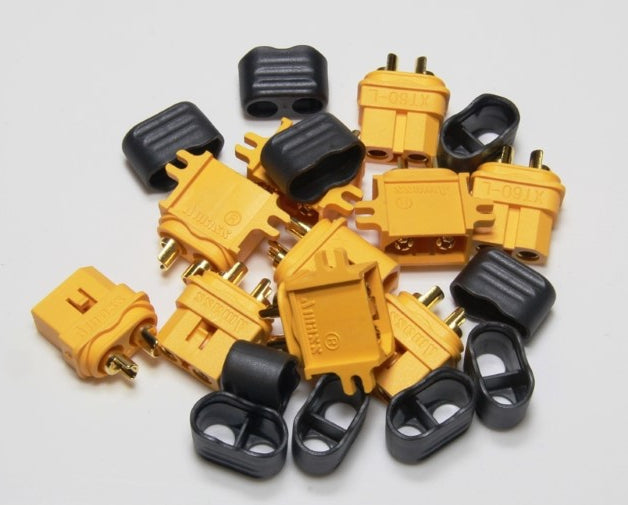 EP Product Adapterkabel XT60-C (M)–XT60-C (F), mit Kabelschutz, 10 Stk. – Schwarz/Gelb