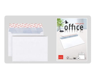 Elco Couvert B6, ohne Fenster, Haftklebung, hochweiss, 100 g/m², mit Innendruck – 25 Stk.