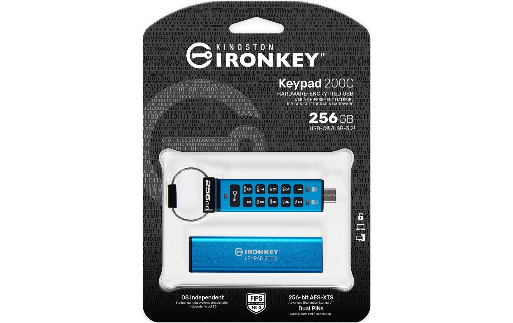 Kingston Technology Kingston IronKey Keypad 200C USB-Stick – 256 GB, USB-C, AES-256; FIPS 140-3 Level 3 (ausstehend)