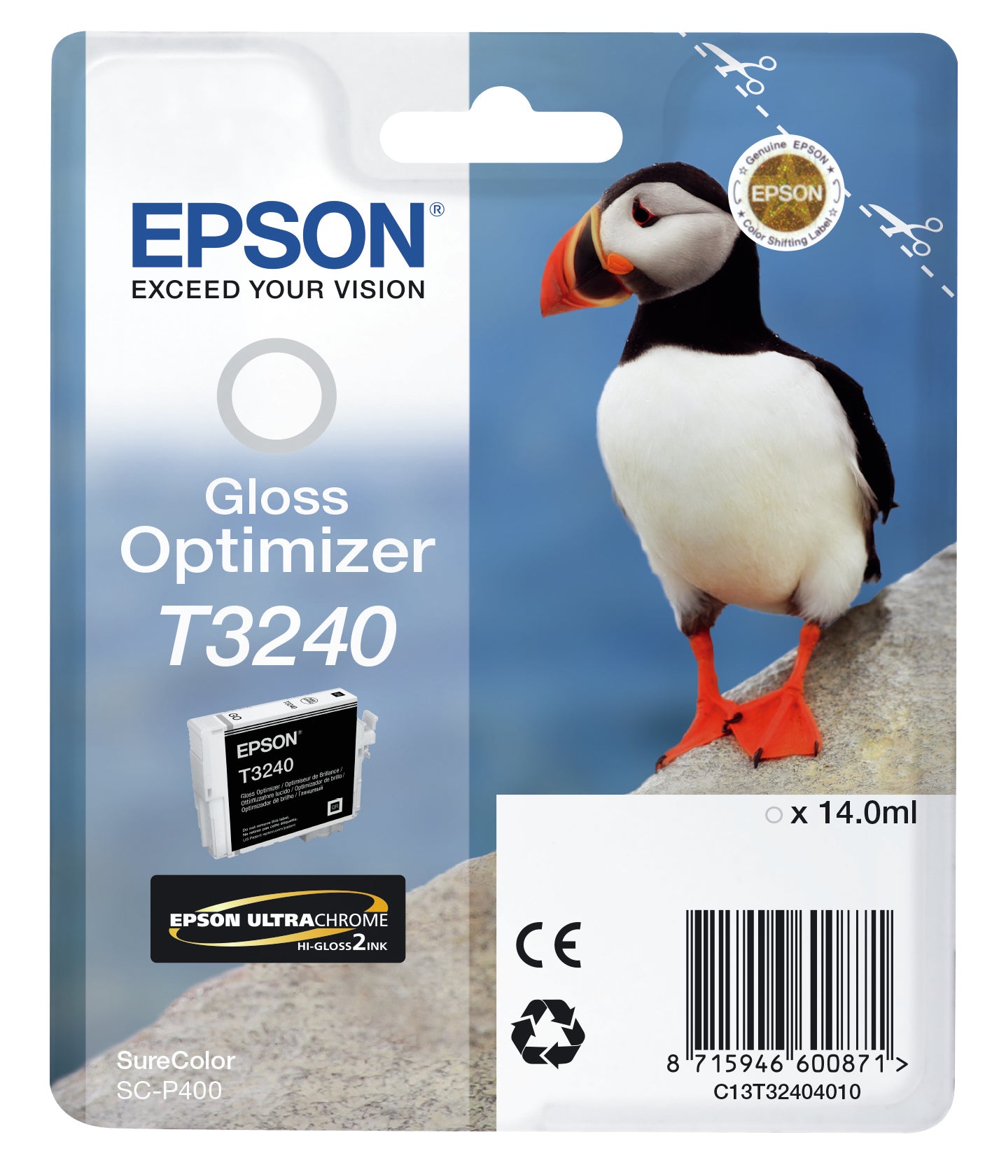 Epson T324040 Glanzverstärker Tintenpatrone (Original) – 14 ml – für SureColor SC-P400 – C13T32404010
