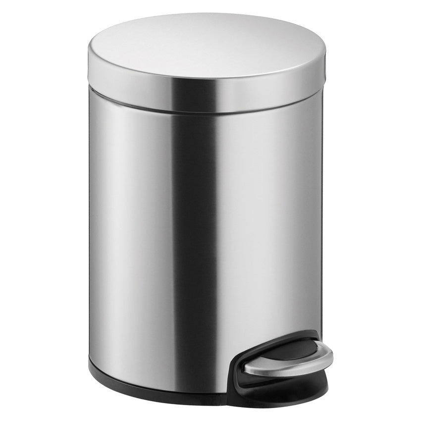 Helit Tretabfallbehälter the silent – 5 l, mit Deckel, Edelstahl – Ø 230 × H 292 mm