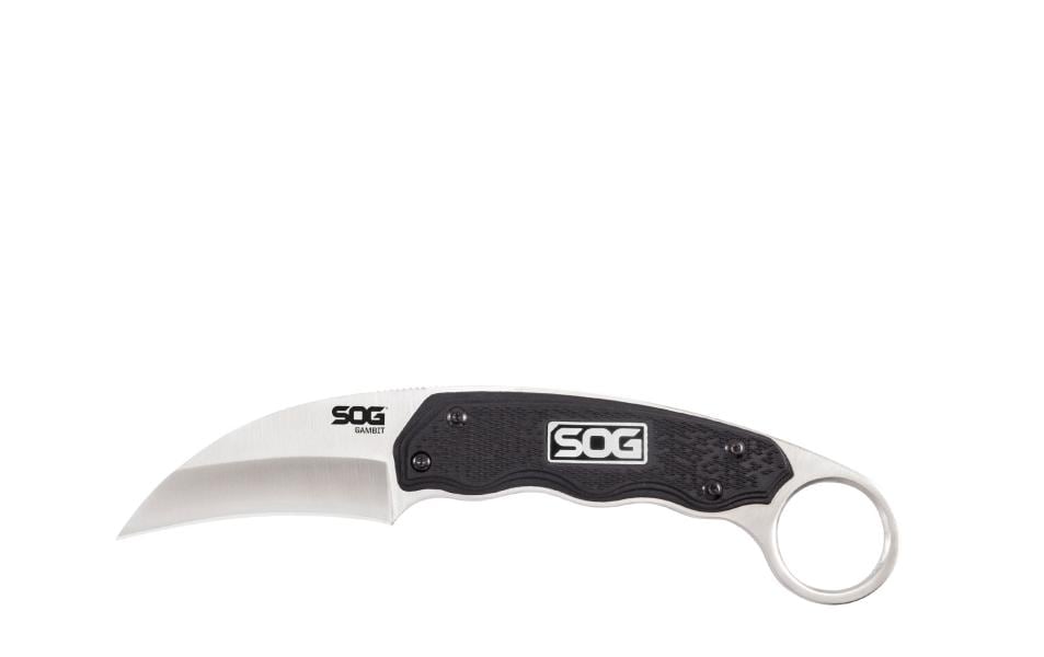 SOG Gambit – Survivalmesser 65 mm, glasfaserverstärktes Nylon, Einhandöffnung, schwarz