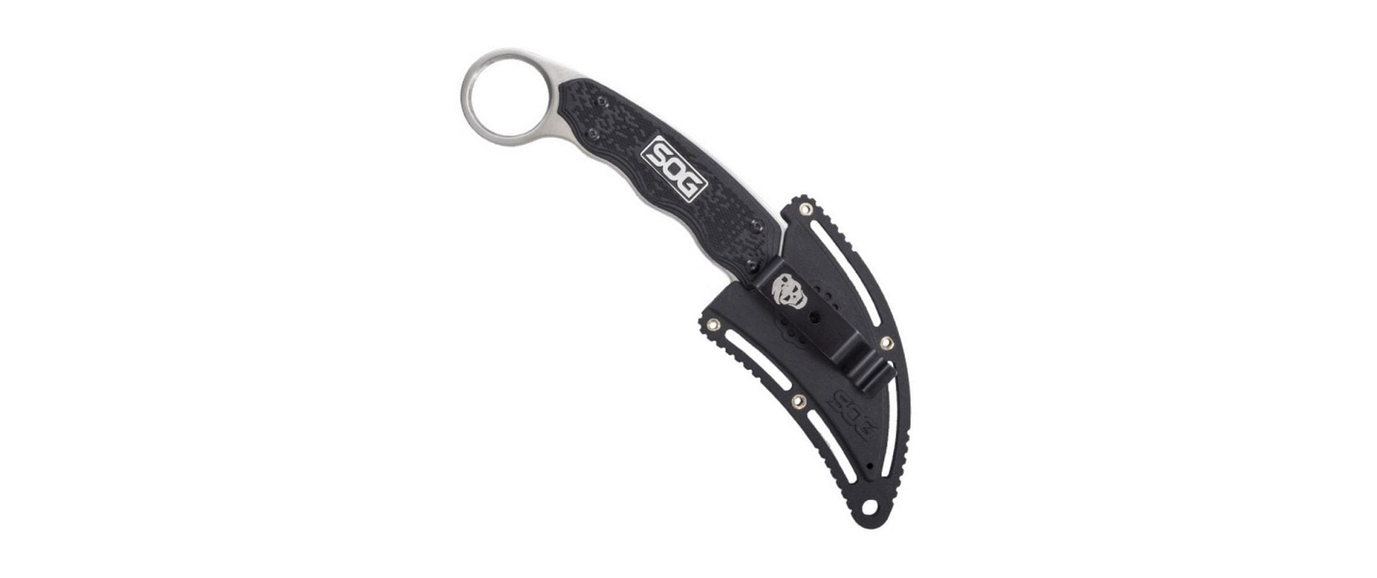 SOG Gambit – Survivalmesser 65 mm, glasfaserverstärktes Nylon, Einhandöffnung, schwarz