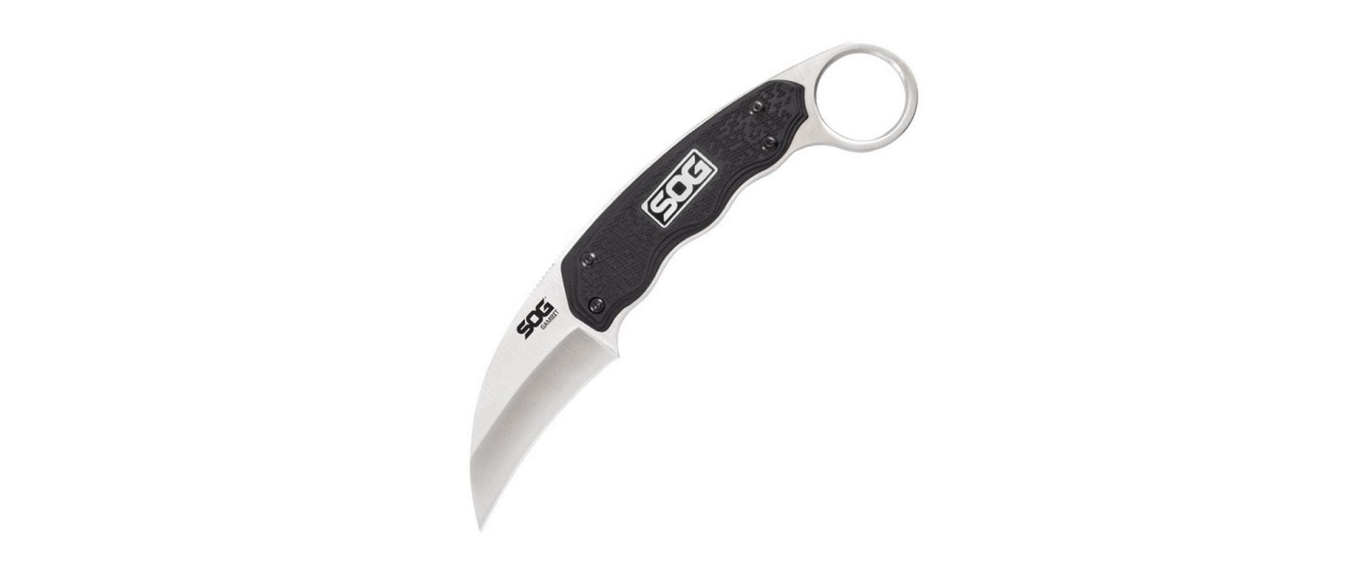 SOG Gambit – Survivalmesser 65 mm, glasfaserverstärktes Nylon, Einhandöffnung, schwarz