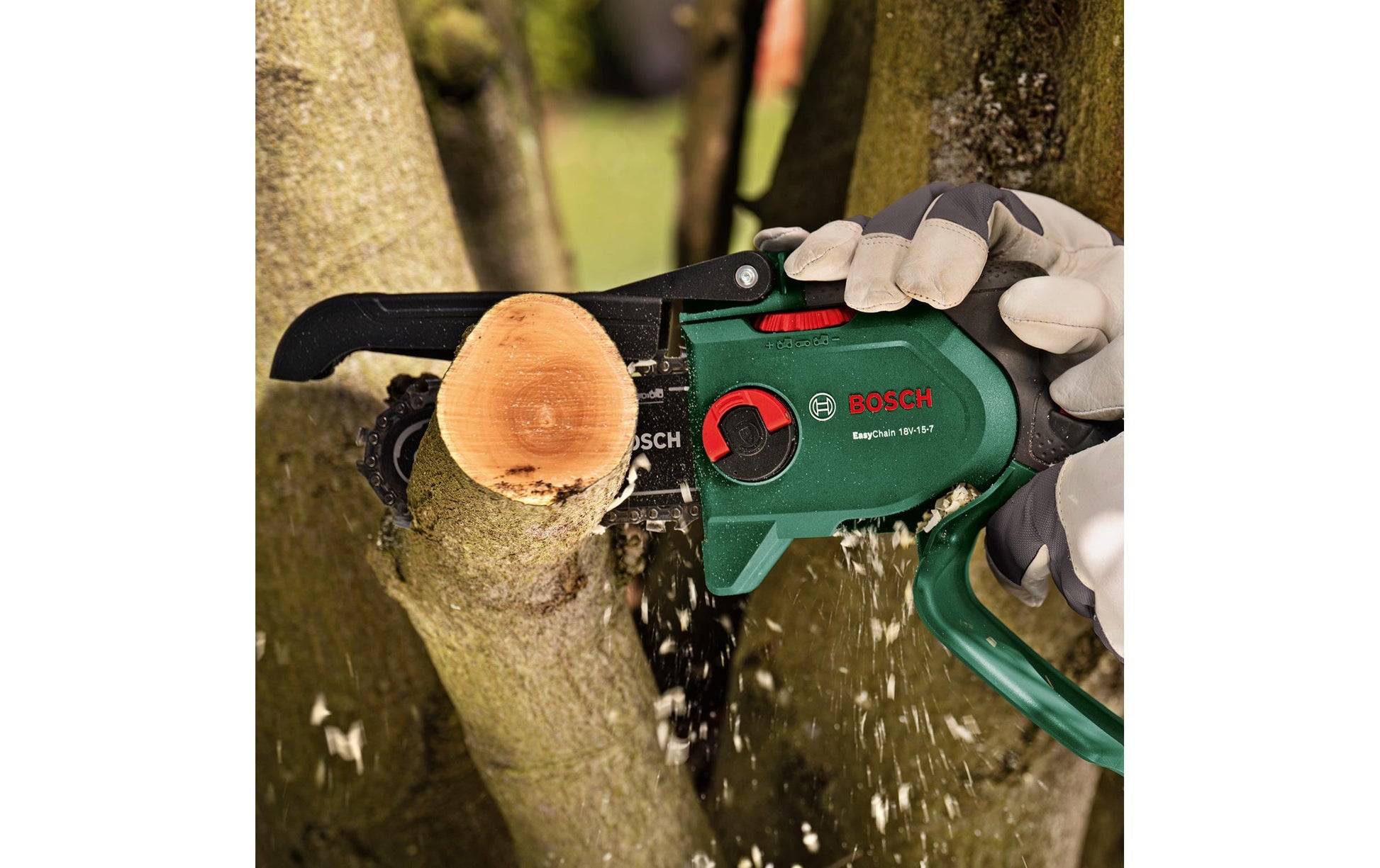 Bosch EasyChain Mini-Kettensäge – 18 V – Schwertlänge 150 mm – 1×2,5 Ah & Ladegerät – POWER FOR ALL