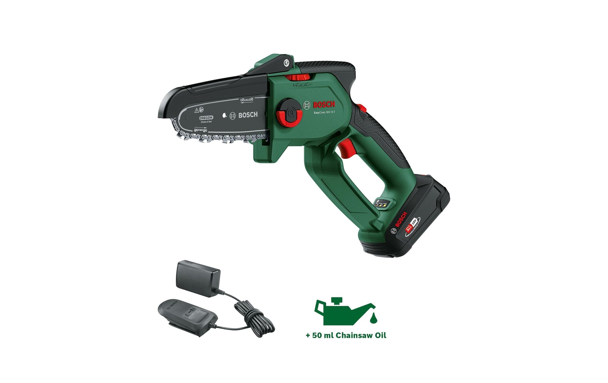 Bosch EasyChain Mini-Kettensäge – 18 V – Schwertlänge 150 mm – 1×2,5 Ah & Ladegerät – POWER FOR ALL