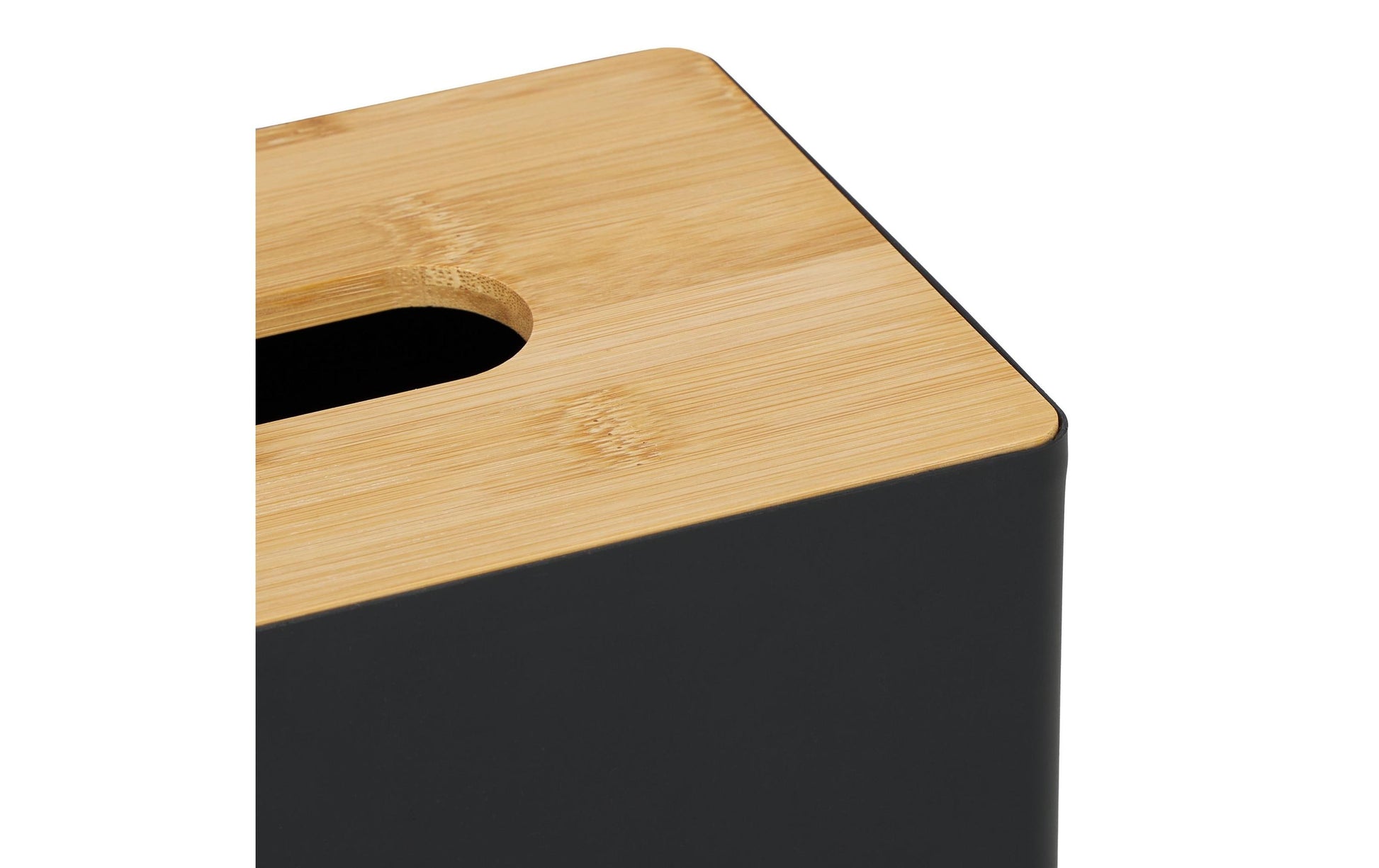 Relaxdays Kosmetiktuchbox – Tisch, Bambus/Polypropylen (PP), 14×26×10 cm, Schwarz/Natur