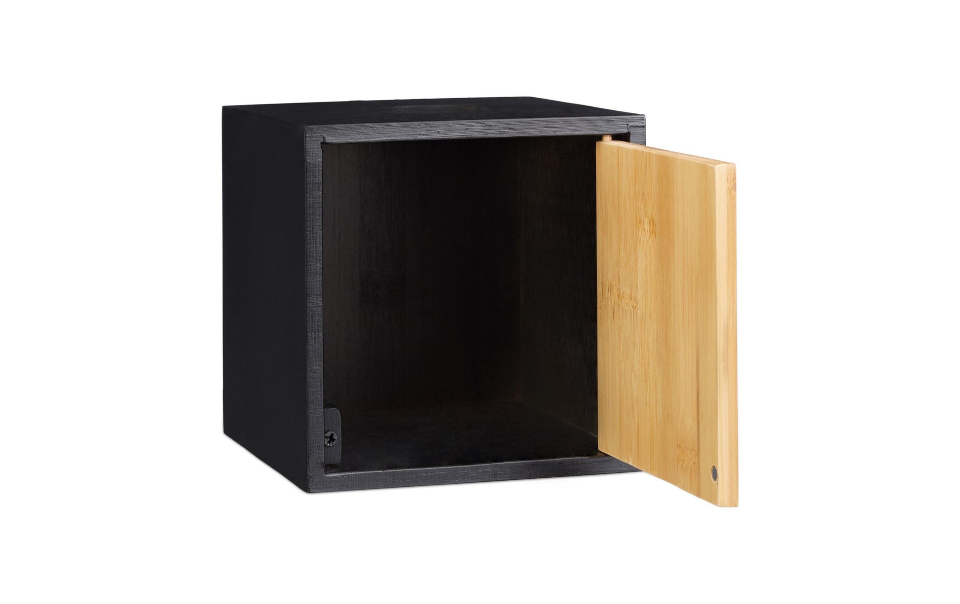 Relaxdays Kosmetiktuchbox – Tisch, Bambus, 14,5×14,5×14,5 cm, Schwarz