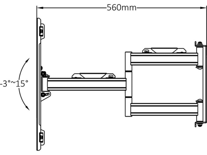 Multibrackets Flexarm – Wandhalterung, neigbar, für 40", VESA 200×200, bis 60 kg, Schwarz
