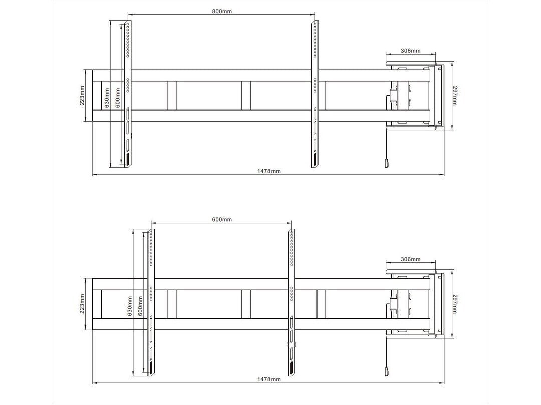 Multibrackets M Universal Schwenkarm 180 – Wandhalterung, schwenkbar, für 70", VESA 300×200, bis 125 kg