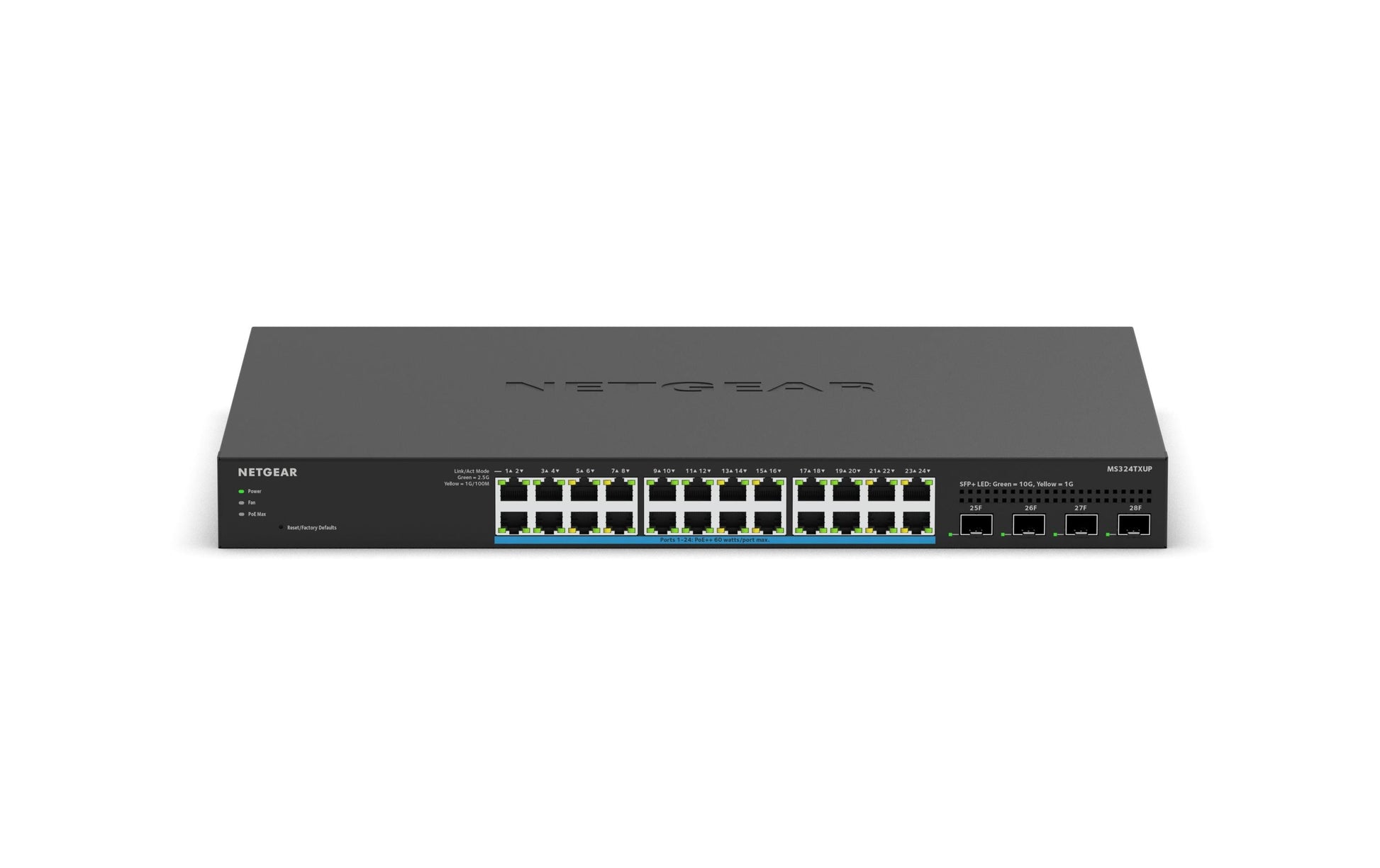 NETGEAR MS324TXUP – Verwalteter L2/L3/L4 Switch – 24× 2,5G, 4× SFP+, PoE++, PoE-Budget 720 W