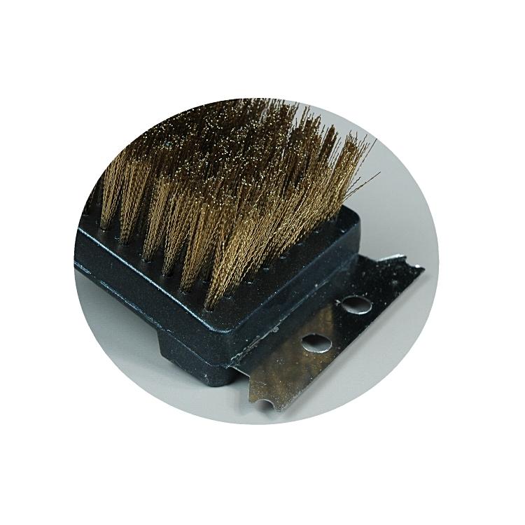 Scheuerbürste Grillbürste – Messingborsten, Kunststoff 2K, mit Metallschaber, Schwarz/Gold/Silber