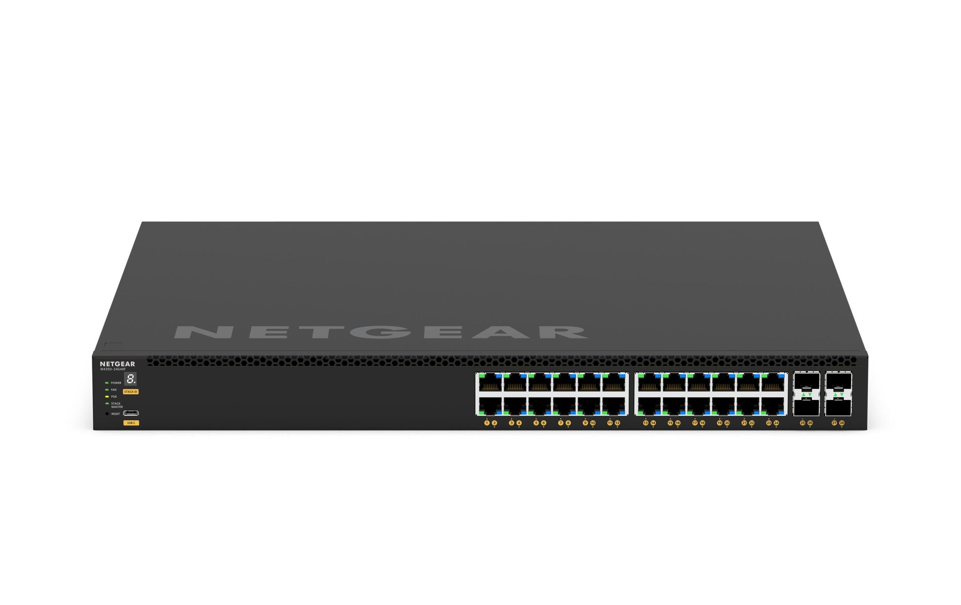 NETGEAR GSM4328-100AJS – Managed Switch – 24×GbE, 4×SFP+, L3, PoE+ 648 W, 1U