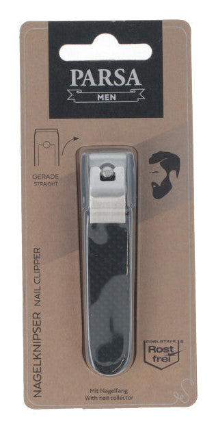 Parsa Beauty Nagelknipser – für Herren, Flachblatt – 1 Stk – Schwarz – Edelstahl/TPR