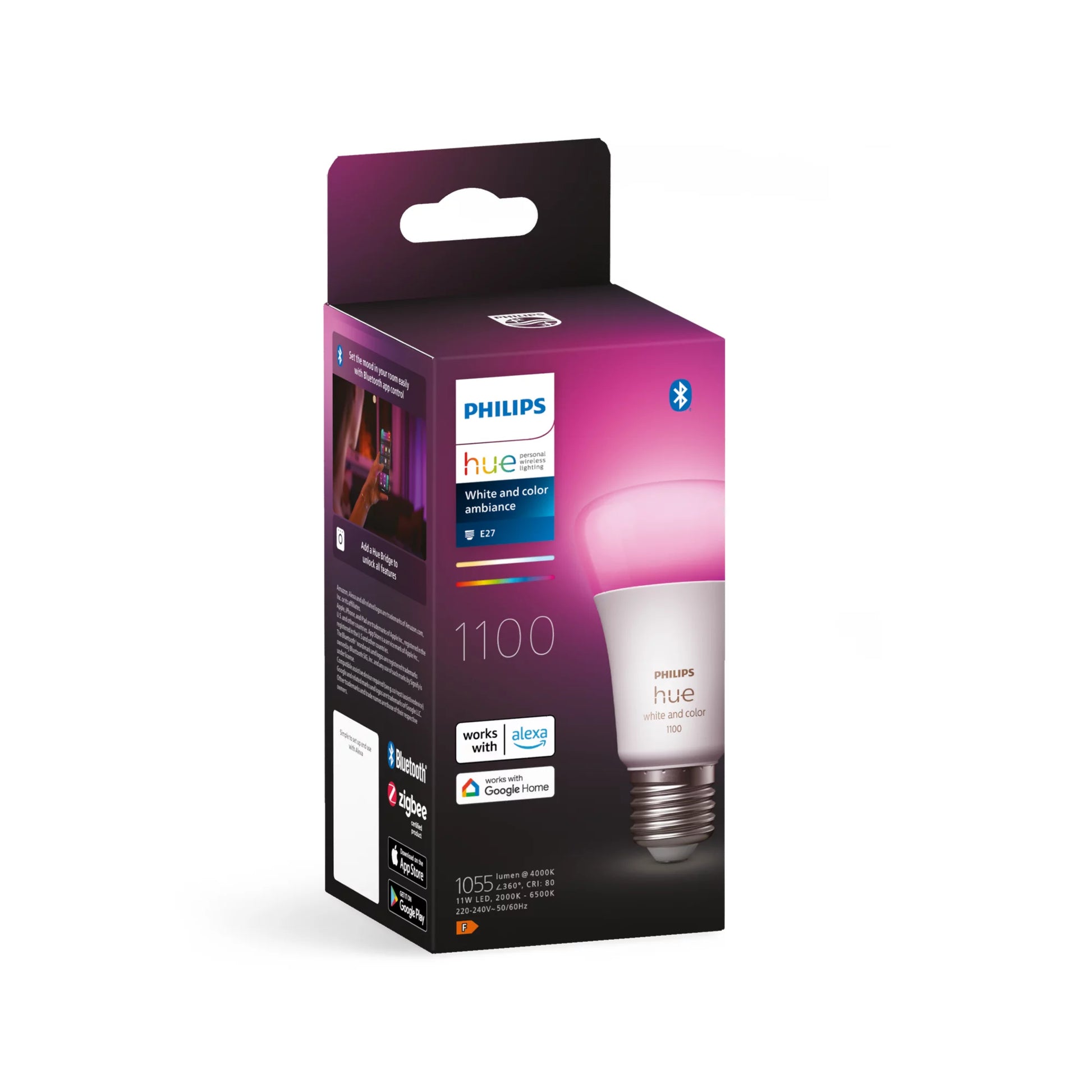 Philips by Signify Philips Hue Smart-Leuchtmittel E27 – 1100 lm, 2000–6500 K/mehrfarbig, dimmbar